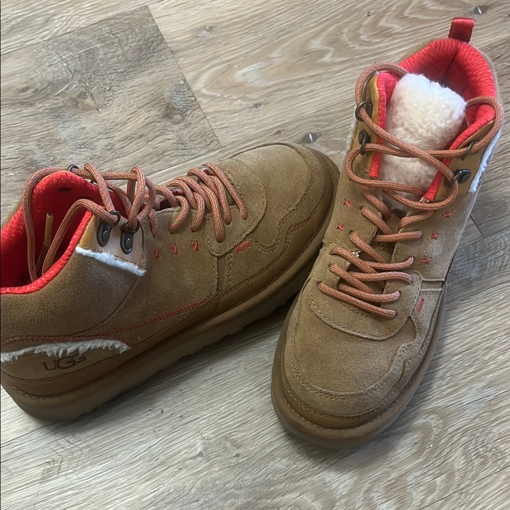 UGG Brown and Red Suede High-Top Boots